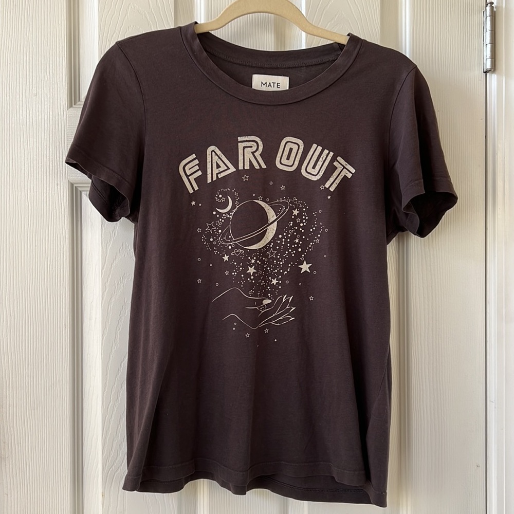 Mate the Label organic cotton graphic tee. Size S. Black tee with white print.